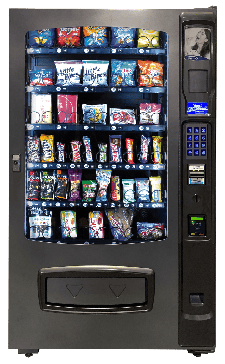 Used Seaga Envision 5-Wide Ambient Snack Vending Machine Used Seaga Envision 5-Wide Ambient Snack Vending Machine
