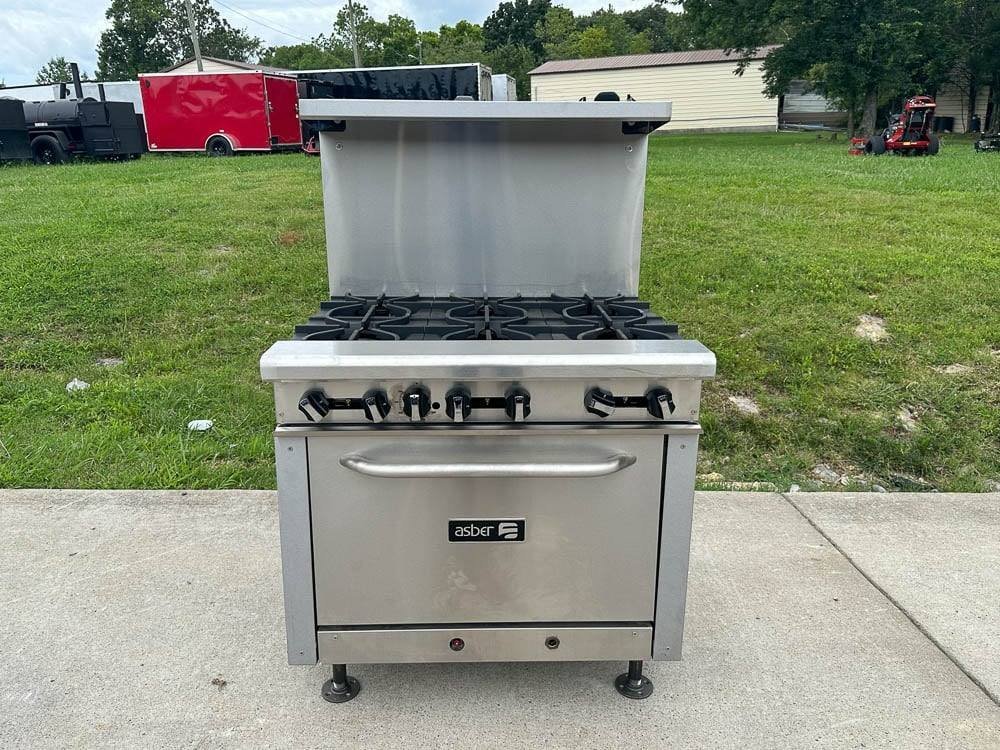 Asber AER-6-36-NG 36″ 6-Burner Natural Gas Restaurant Range w/Oven Asber AER-6-36-NG 36″ 6-Burner Natural Gas Restaurant Range w/Oven